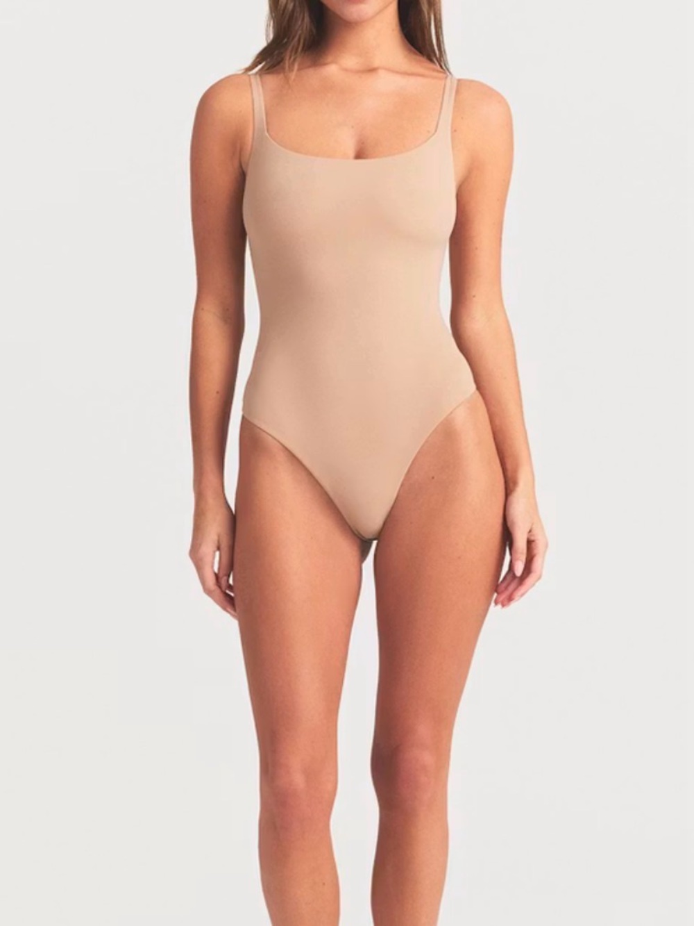 SKIMS Seamless Tank Bodysuit in Warm Beige size S